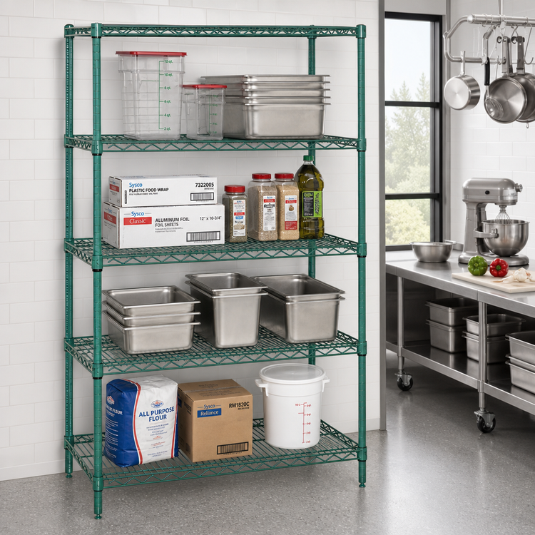 Product image #2 for Quantum 36W x 14D x 63H Wire Shelving Starter Kit, 4-Shelf Stationary Unit
