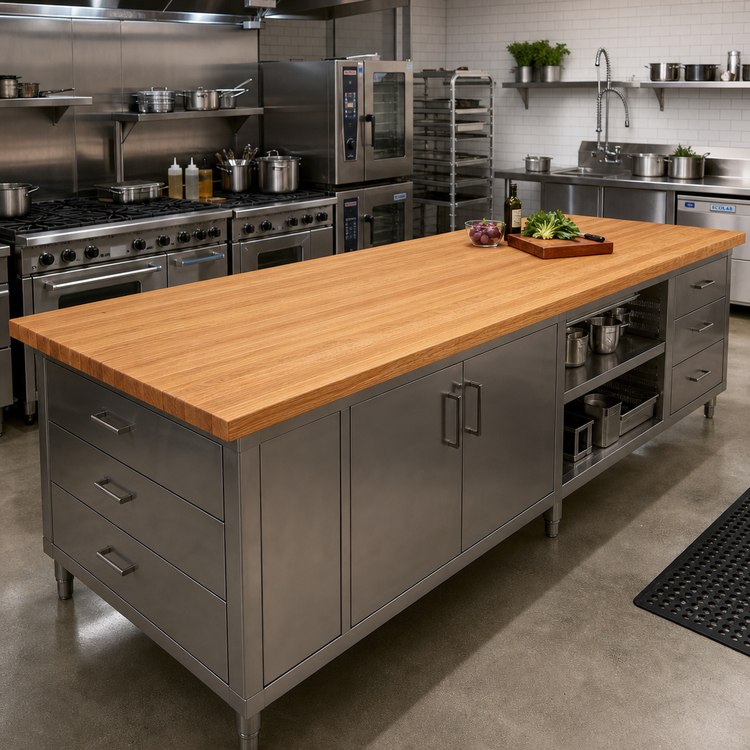 Product image #2 for John Boos Appalachian Red Oak Edge Grain Island Countertop, 132 x 42 x 1-1/2 Inch, Penetrating Oil Finish