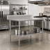Thumbnail image #2 for Stallion 84-Inch W x 30-Inch D Stainless Steel Top Work Table with 5-Inch Backsplash and Undershelf