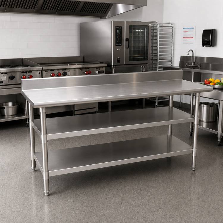 Product image #2 for Eagle Group Adjustable 18/430 Stainless Steel Work Table Undershelf, 132 x 24 Inches, for Uni-Lok Hat Channel Frame Tables