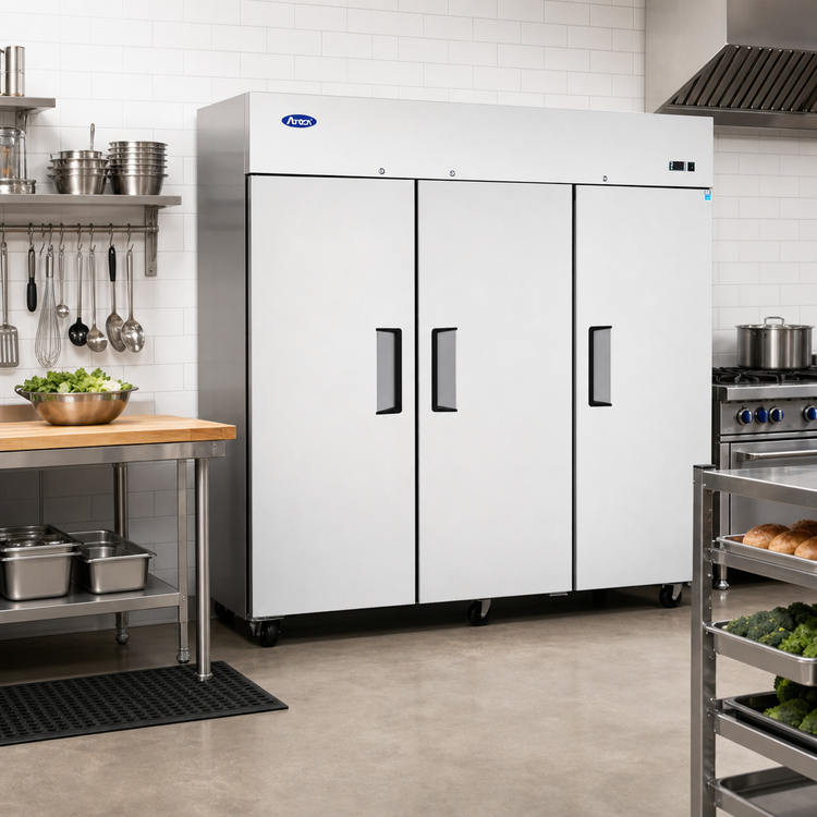 Product image #3 for Atosa MBF8003GR Three-Section Top-Mount Reach-In Freezer, 64.9 Cu. Ft., Stainless Steel