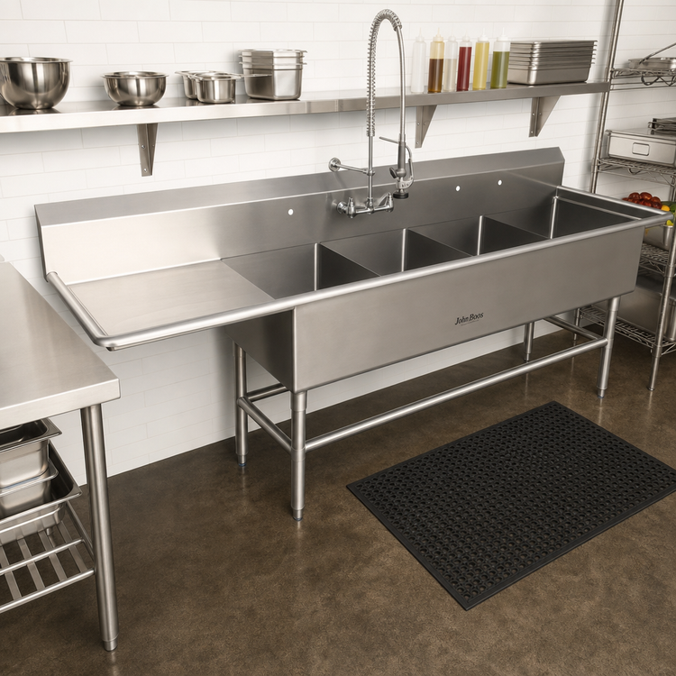 Product image #2 for John Boos Pro-Bowl 4-Compartment Stainless Steel Sink with 30-Inch Left Drainboard
