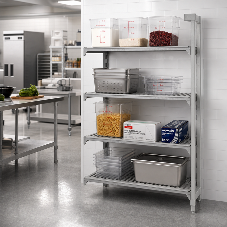 Product image #3 for Cambro Camshelving Premium 4-Tier Polymer Add-On Shelving Unit, 24" Deep x 30" Wide x 84" High