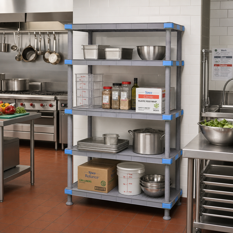 Product image #2 for Quantum Millenia 54-Inch W x 18-Inch D x 50-Inch H Polymer Shelving Unit with 4 Solid Shelves