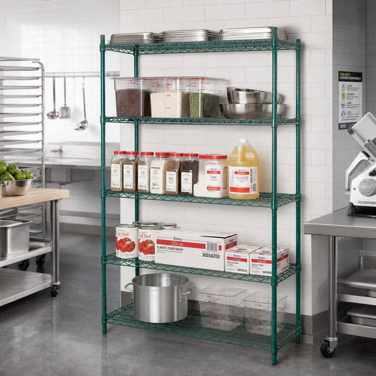 Product image #2 for Eagle Group Redipak 5-Tier Wire Shelving Unit, 36"W x 18"D x 63"H, Green Epoxy