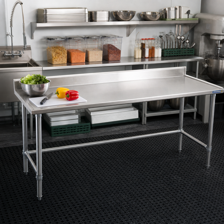 Product image #2 for Eagle Spec-Master Marine Series 14-Gauge Stainless Steel Work Table with 4-1/2-Inch Backsplash, 120 x 24 Inches