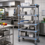 Thumbnail image #2 for Quantum Millenia QPM217262VS-5 72-Inch Mobile Gray Polymer Starter Shelving Unit with 5 Open Grid Shelves, 21-Inch Deep