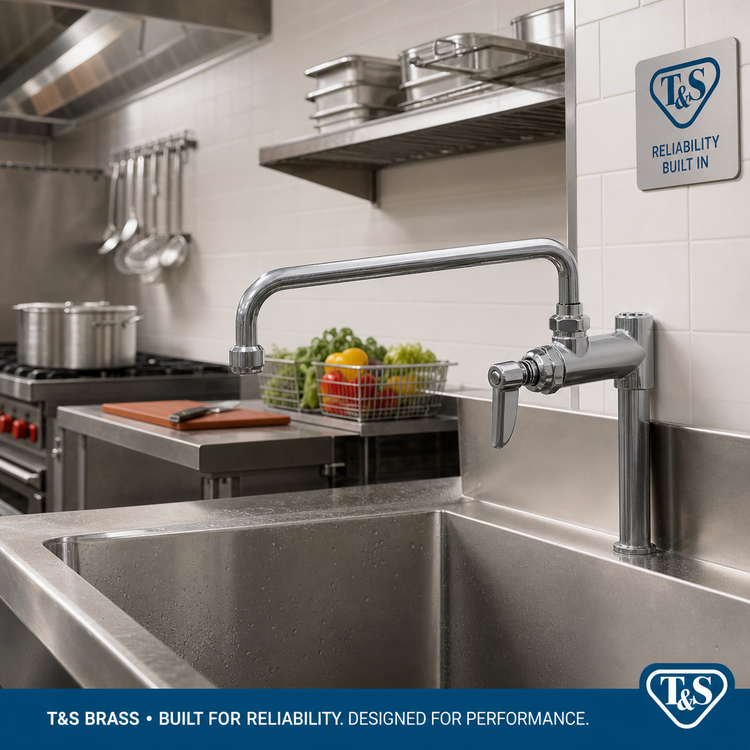 Product image #2 for T&S Brass Pre-Rinse Add-On Faucet with 12-Inch Swing Nozzle, Lever Handle, and Vandal Resistant Aerator