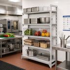 Thumbnail image #3 for Cambro Camshelving® Premium CPA245484VS5PKG 24" x 54" x 84" 5-Tier Add-On Polymer Shelving Unit, 4 Vented + 1 Solid Shelves