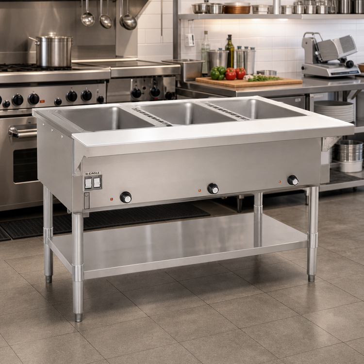 Product image #2 for Eagle Group DHT3-240 48-Inch Electric Open Base Hot Food Table with 3 Dry Wells, 240V