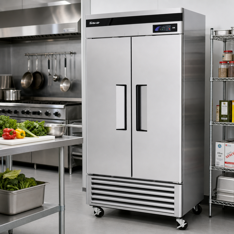 Product image #2 for Turbo Air Super Deluxe Two-Section Reach-In Freezer, 29.19 Cu. Ft., Stainless Steel, Bottom Mount Compressor