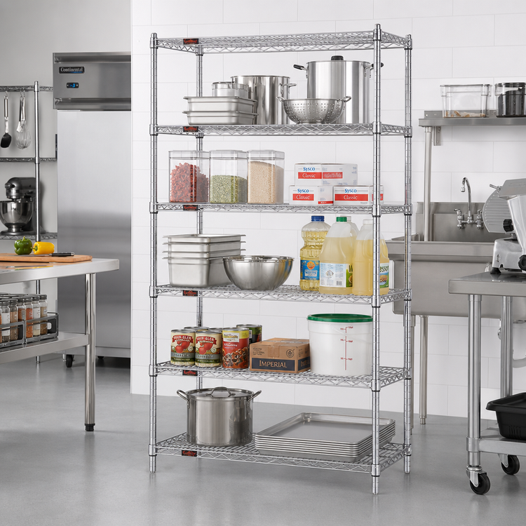 Product image #2 for Eagle Group 72"W x 21"D x 74"H Chrome-Plated 5-Tier Wire Shelving Starter Unit
