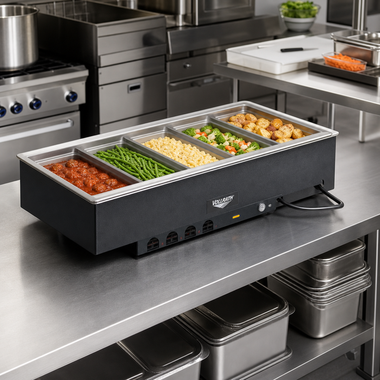 Product image #2 for Vollrath 5-Well Insulated Drop-In Electric Hot Food Well with Drain, Wet Operation, 240V