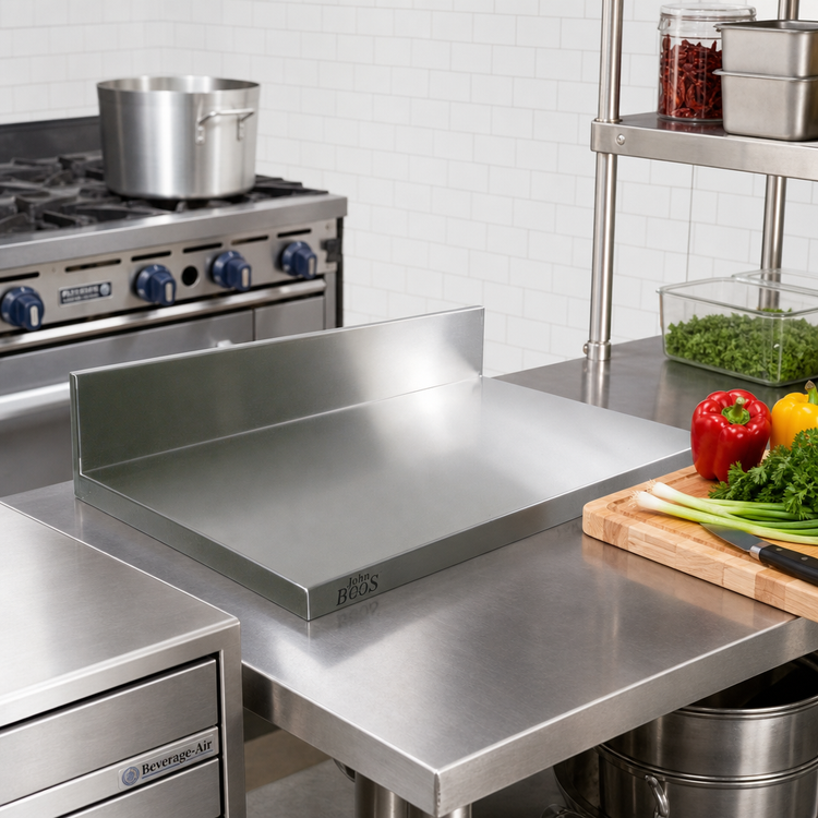 Product image #2 for John Boos Stainless Steel Countertop with 6-Inch Boxed Backsplash, 18 x 25 Inches