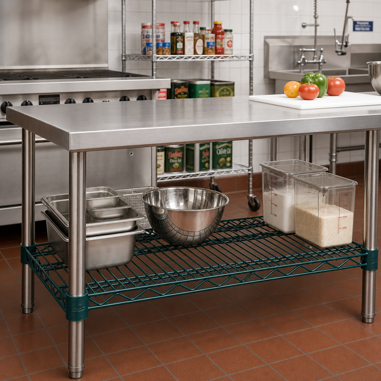 Product image #3 for Advance Tabco Special Value Heavy Duty Green Epoxy Coated Wire Shelf, 30"W x 24"D