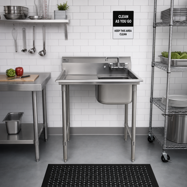 Product image #2 for Eagle Group 1-Compartment Sink with 24-Inch Left Drainboard, 430 Stainless Steel Top
