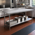 Thumbnail image #2 for Advance Tabco KSS-369 108-Inch x 36-Inch 304 Stainless Steel Work Table with 5-Inch Backsplash and Adjustable Undershelf