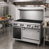 Thumbnail image #2 for US Range U-Series 48-Inch Gas Restaurant Range with 8 Open Burners, Standard Oven, and Storage Base