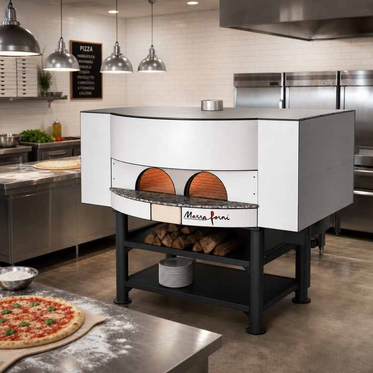 Product image #2 for Marra Forni Square Wood-Fired Pizza Oven with 83 x 31 Inch Brick Deck and Steel Stand