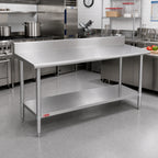 Thumbnail image #2 for Duke Manufacturing 316S-30120-5R Stainless Steel Work Table, 30 x 120 in, 16-Gauge 300 Series Top, 5 in Riser, Undershelf