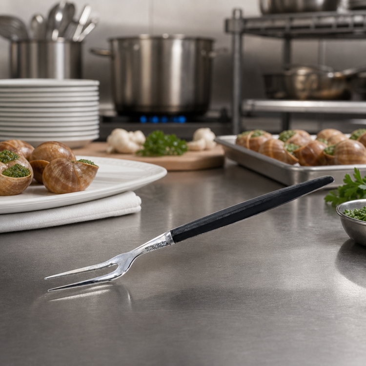 Product image #2 for American Metalcraft 7-Inch Stainless Steel Snail Fork with Black Plastic Handle