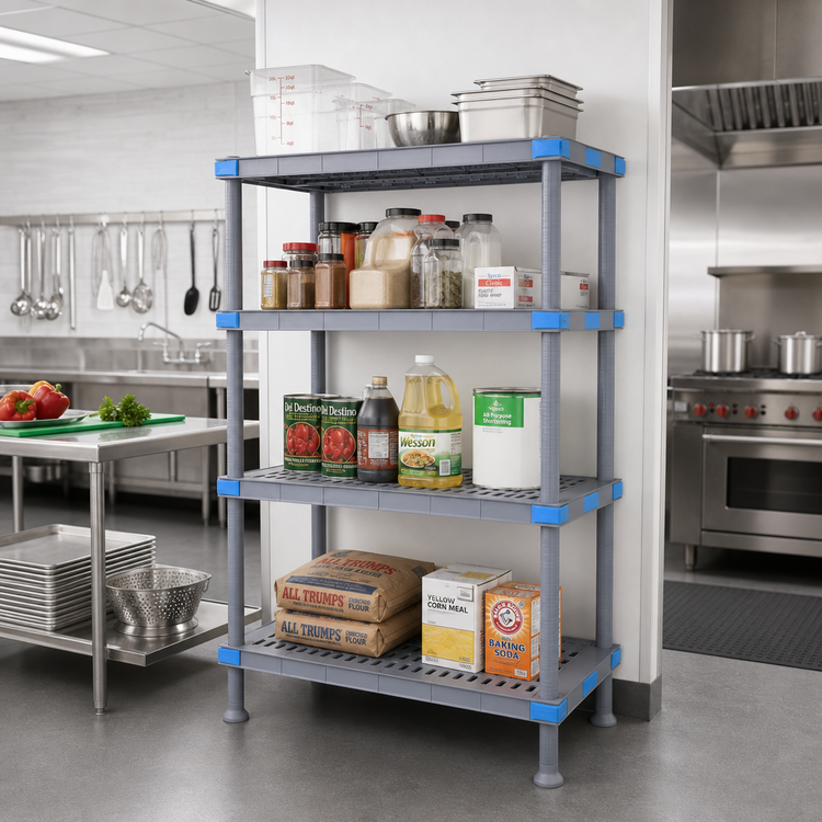 Product image #2 for Quantum Millenia Polymer Shelving Unit with Dunnage Stand, 60 x 24 x 86 Inches, 2000 lb Capacity