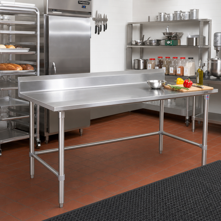 Product image #2 for John Boos Stallion 120-Inch x 24-Inch Stainless Steel Work Table with 5-Inch Backsplash