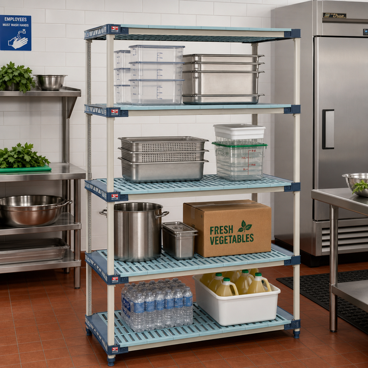 Product image #2 for MetroMax 4 Rust-Proof All-Polymer Open Grid 4-Shelf Starter Shelving Unit, 24"W x 24"D x 63"H