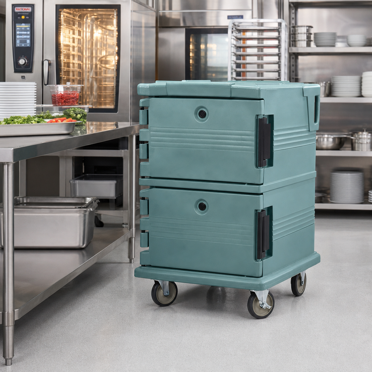 Product image #3 for Cambro Ultra Camcart® Double-Compartment Front-Loading Insulated Food Pan Carrier