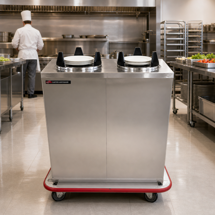 Product image #2 for Carter-Hoffmann Heated Enclosed 3-Silo Plate Dispenser Cart for 10-Inch Round Plates
