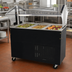 Thumbnail image #2 for Advance Tabco Mobile 3-Pan Serving Counter with Mechanically Assisted Cold Pan, Double-Sided Sneeze Guard, Stainless Steel Top, Black Vinyl Clad Exterior