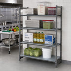 Thumbnail image #2 for Cambro Camshelving® Basics Plus CBA214864VS4580 4-Tier Add-On Polymer Shelving Unit, 21 x 48 x 64 in, Vented/Solid, Brushed Graphite