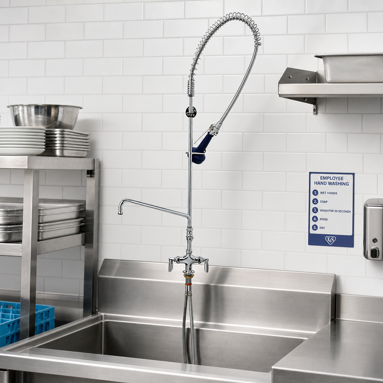 Product image #2 for T&S Brass EasyInstall Single-Hole Deck Mount Pre-Rinse Unit with 8" Add-On Faucet and 1.07 GPM Spray Valve
