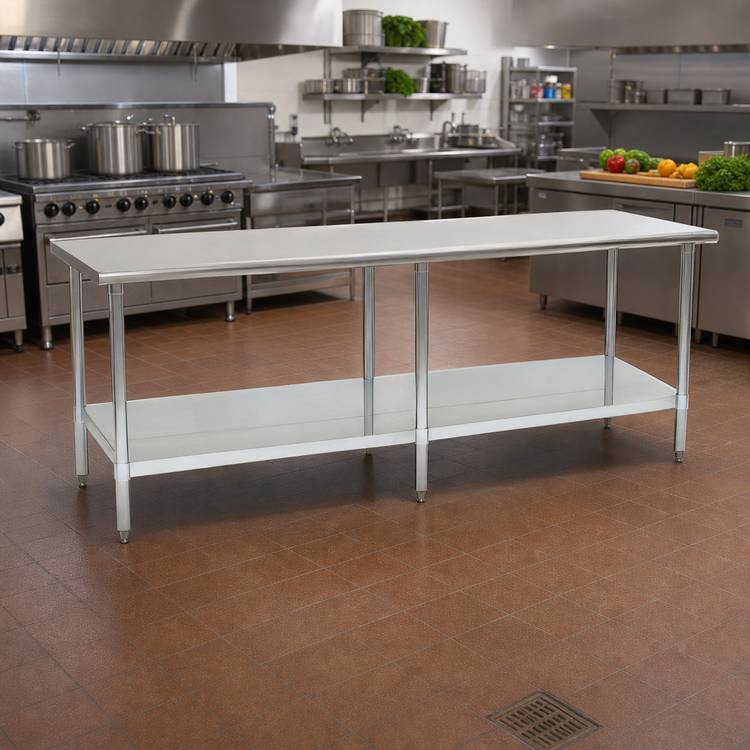 Product image #2 for Eagle Group Spec-Master 108"W x 48"D 14-Gauge Stainless Steel Work Table with Undershelf