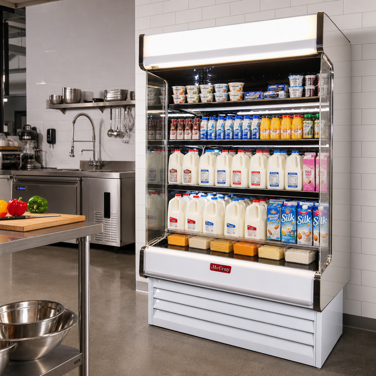 Product image #2 for Howard-McCray 35E Series Dairy Open Merchandiser, 75 Inch Self-Contained, 4-Row LED Shelves, White