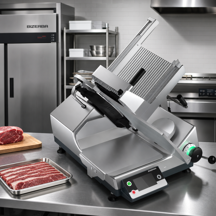 Product image #2 for Bizerba GSP HD I W-90 Heavy Duty Illuminated Safety 13-Inch Semi-Automatic Gravity Feed Slicer with Integrated Portion Scale