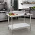 Thumbnail image #2 for Advance Tabco Premium Series Stainless Steel Work Table with 5-Inch Backsplash and Galvanized Undershelf, 84 x 24 Inches