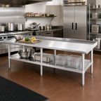 Thumbnail image #2 for Sapphire Manufacturing SMES-3096S Stainless Steel Equipment Stand, 96 x 30 in, 16-Gauge Reinforced Top, Adjustable Undershelf
