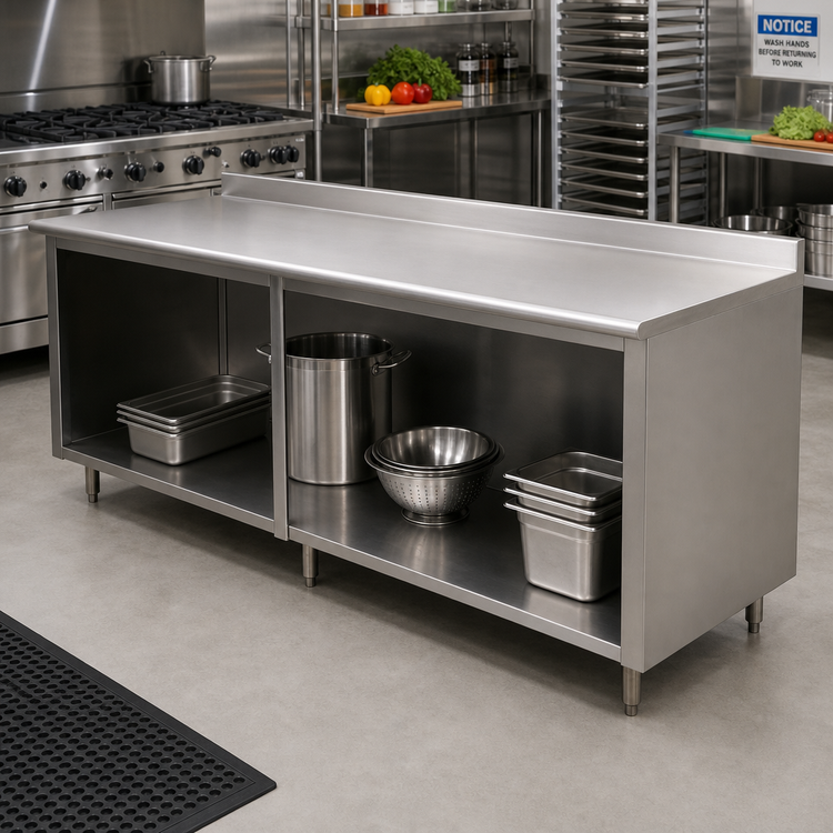 Product image #2 for Advance Tabco Special Value Series 96-Inch x 24-Inch Open Base Work Table with 5-Inch Backsplash