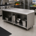 Thumbnail image #2 for Advance Tabco Special Value Series 96-Inch x 24-Inch Open Base Work Table with 5-Inch Backsplash