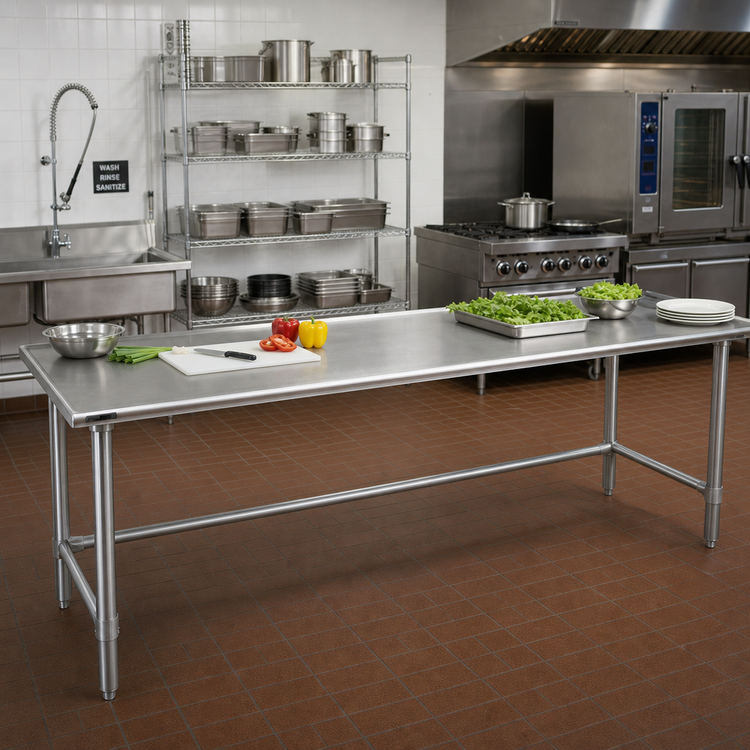 Product image #2 for Eagle Group Spec-Master 144" x 24" Stainless Steel Work Table with Open Base