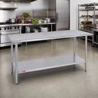 Thumbnail image #2 for Duke Manufacturing 316S-3084 Stainless Steel Work Table with Undershelf, 84 x 30 x 36 in, 16-Gauge 300-Series Top, No Backsplash