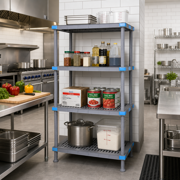 Product image #2 for Quantum Millenia 24-Inch Wide x 24-Inch Deep x 74-Inch High Gray Polymer Stationary Starter Shelving Unit, 4 Shelves