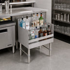 Thumbnail image #2 for John Boos Slim-Line UBLD-1824-X Freestanding Underbar Liquor Bottle Display, 3-Step, Stainless Steel, 24"W x 18"D x 32-1/2"H