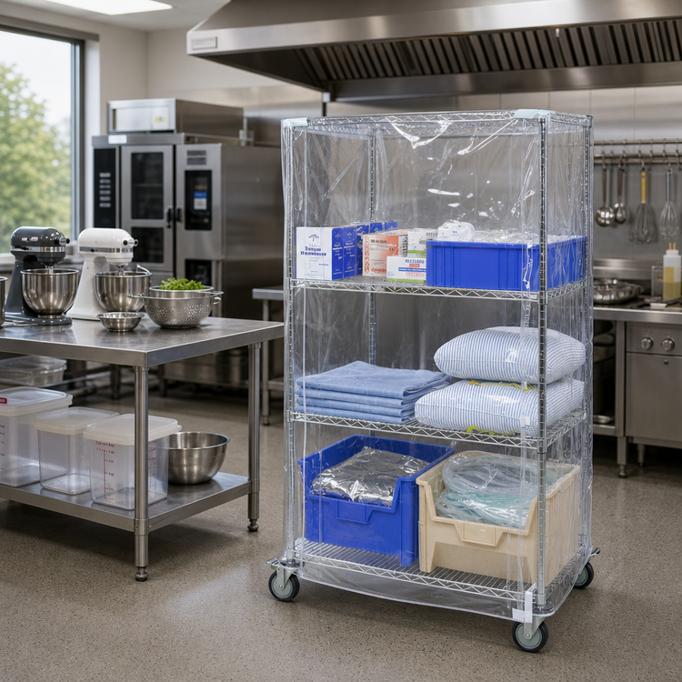 Product image #2 for 24 x 48 x 63 Inch Clear Vinyl Wire Cart Cover with Zipper Flap