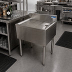 Thumbnail image #3 for BK Resources UB4-18-DB24 24"W x 18"D Freestanding Stainless Steel Underbar Drain Board with Drain, Open Base, 4" Backsplash