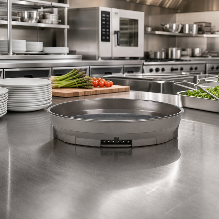 Product image #2 for Cambro Camduction® Heat Retention Base for 9-Inch Plates, Smoked Metal