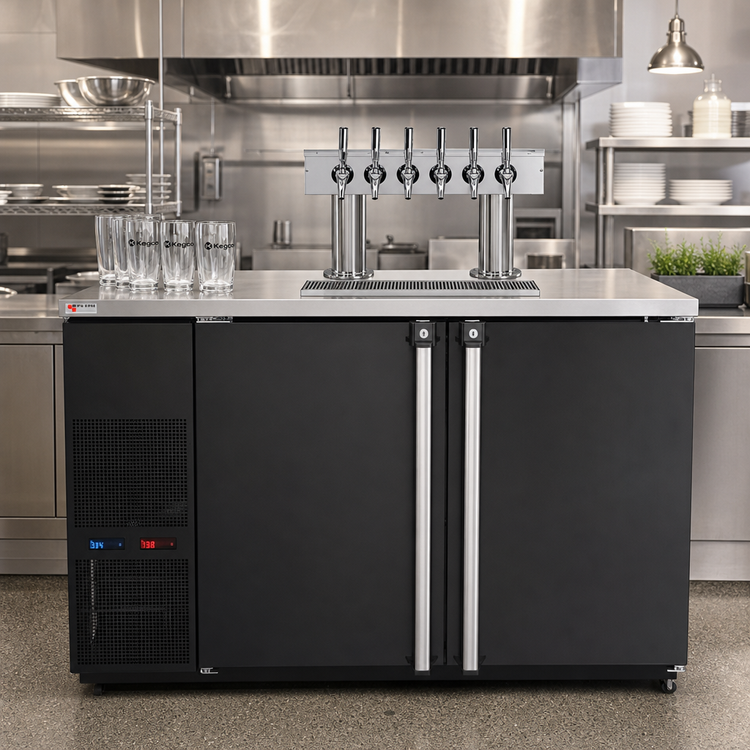 Product image #2 for Pro-Line E-Series Two-Section Dual-Temperature Commercial Beer Dispenser with 6 Faucets