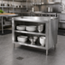 Thumbnail image #2 for 48 Inch Wide Stainless Steel Dish Cabinet with Open Base and Mid-Shelf