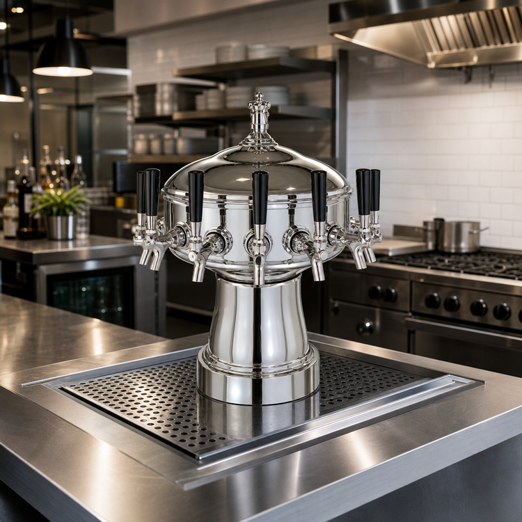 Product image #2 for Perlick Gambrinus Double-Sided Countertop Glycol-Cooled Draft Beer Tower with 8 Faucets